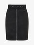 Jupe crayon taille haute en suédine à zip - Noir - 1