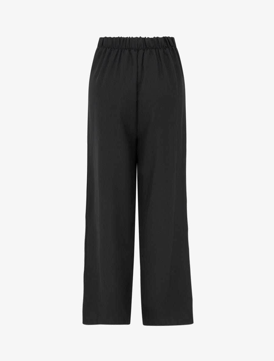 Pantalon ample taille haute à boutons décoratifs - Noir - 2