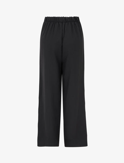 Pantalon ample taille haute à boutons décoratifs - Noir - 2