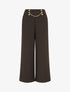Pantalon taille haute à boutons et chaîne - Marron - 1