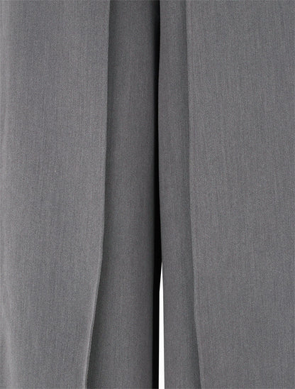 Pantalon à pans taille haute coupe ample - Gris - 3