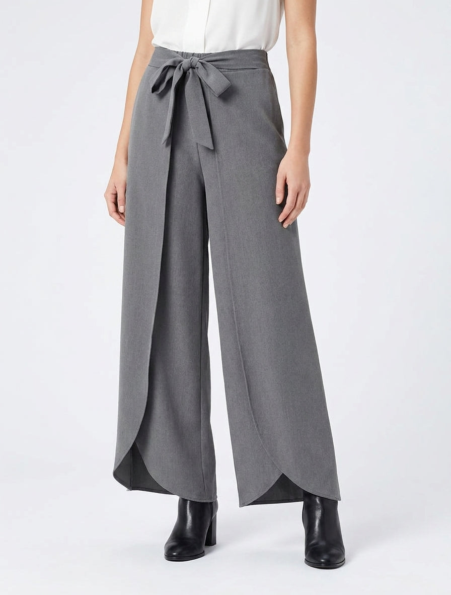 Pantalón de paneles de talle alto corte amplio - Gris