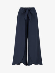 Pantalon à pans taille haute coupe ample - Marine - 1
