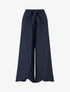 Pantalon à pans taille haute coupe ample - Marine - 1