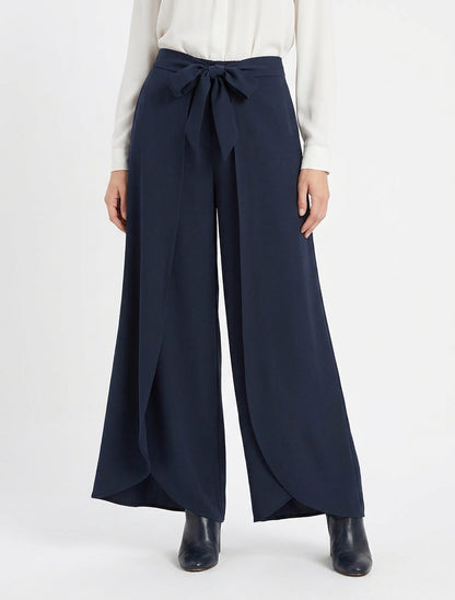 Pantalón de paneles de talle alto corte amplio - Marine
