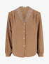 Blouse droite à col V en dentelle - Camel - 1