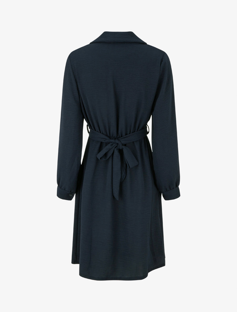 Robe chemise à pan à nouer - Marine - 2
