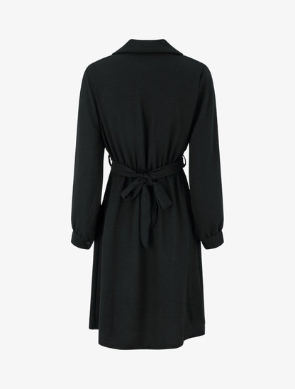 Robe chemise à pan à nouer - Noir - 2