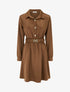 Robe satinée style chemise à manches longues - Camel - 1