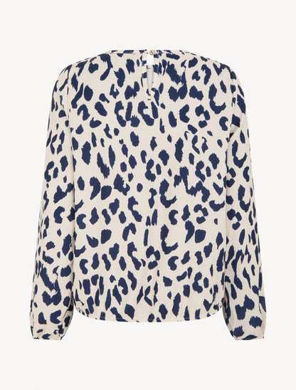 Blouse imprimé vache à col rond - Marine - 2