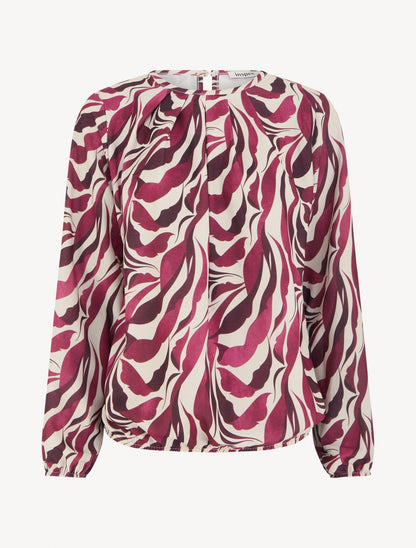 Blouse imprimé abstrait à col rond - Prune - 1