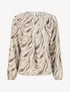 Blouse imprimé abstrait à col rond - Beige - 1