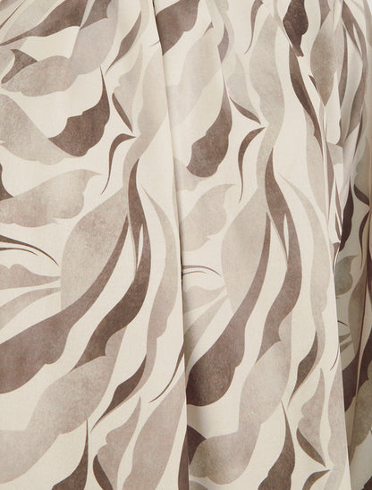 Blouse imprimé abstrait à col rond - Beige - 3