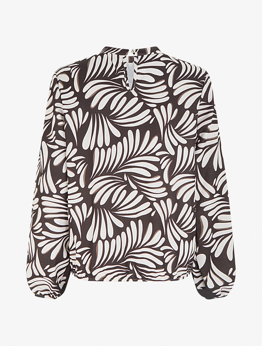 Blouse imprimé fantaisie coupe boule - Marron - 2
