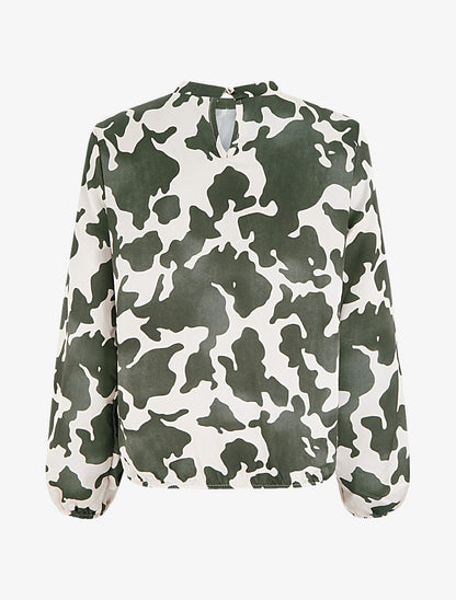 Blouse satiné imprimé vache - Kaki - 2