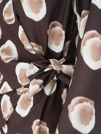 Blouse style portefeuille imprimé fantaisie - Marron - 3