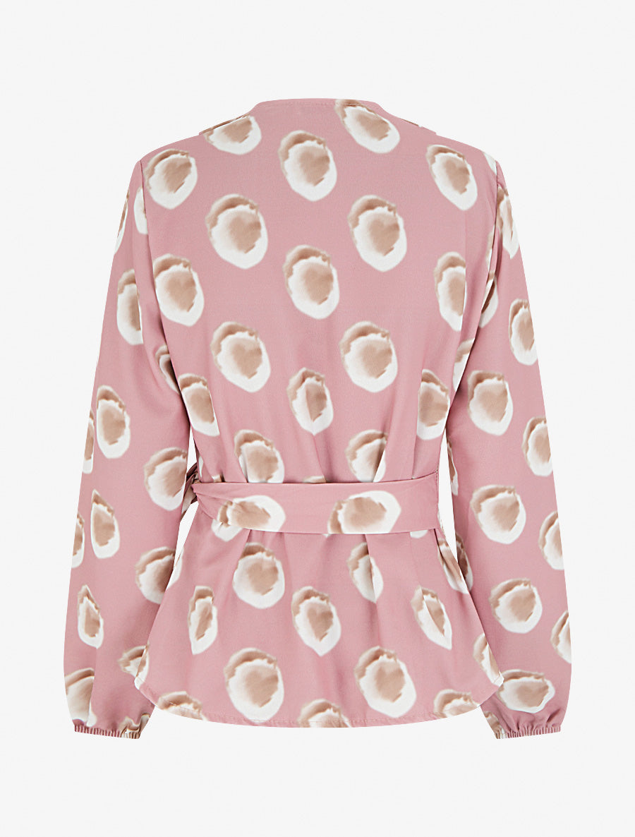 Blouse style portefeuille imprimé fantaisie - Vieux rose - 2
