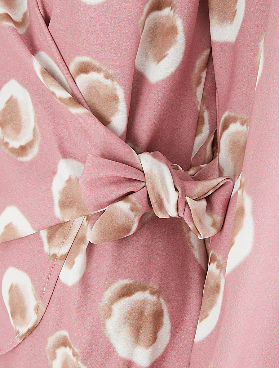 Blouse style portefeuille imprimé fantaisie - Vieux rose - 3