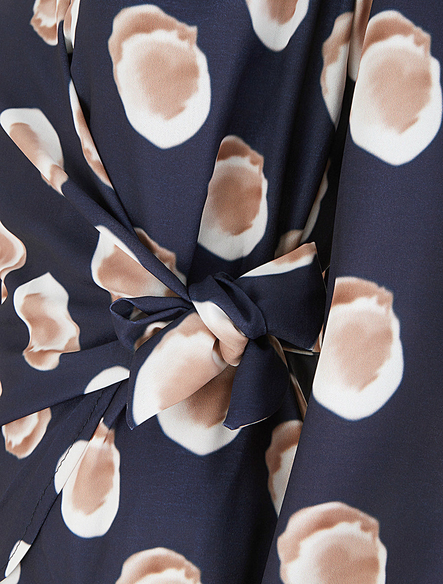Blouse style portefeuille imprimé fantaisie - Marine - 3