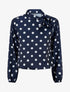 Top boule satiné à noeud et imprimé pois - Marine - 1