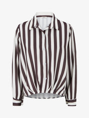 Blouse style chemise à rayures - Marron - 1