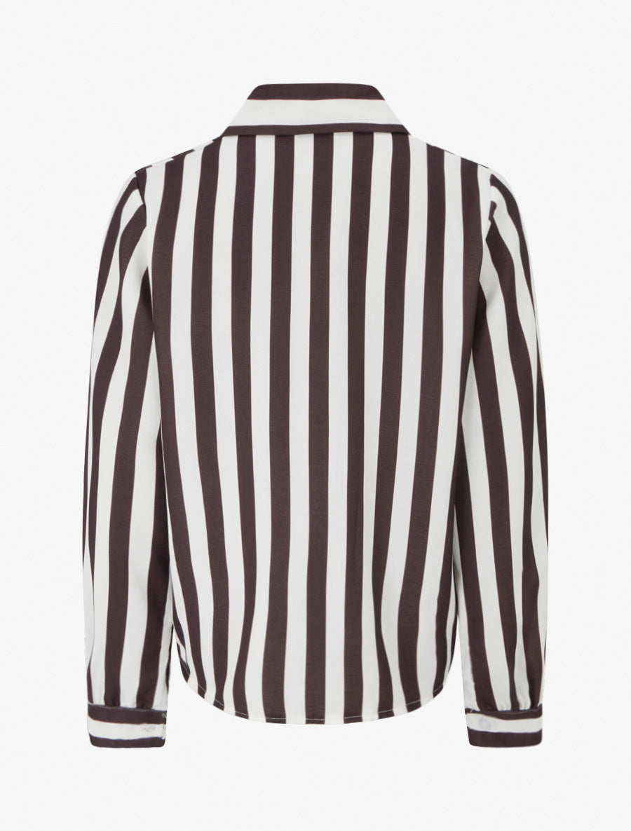 Blouse style chemise à rayures - Marron - 2