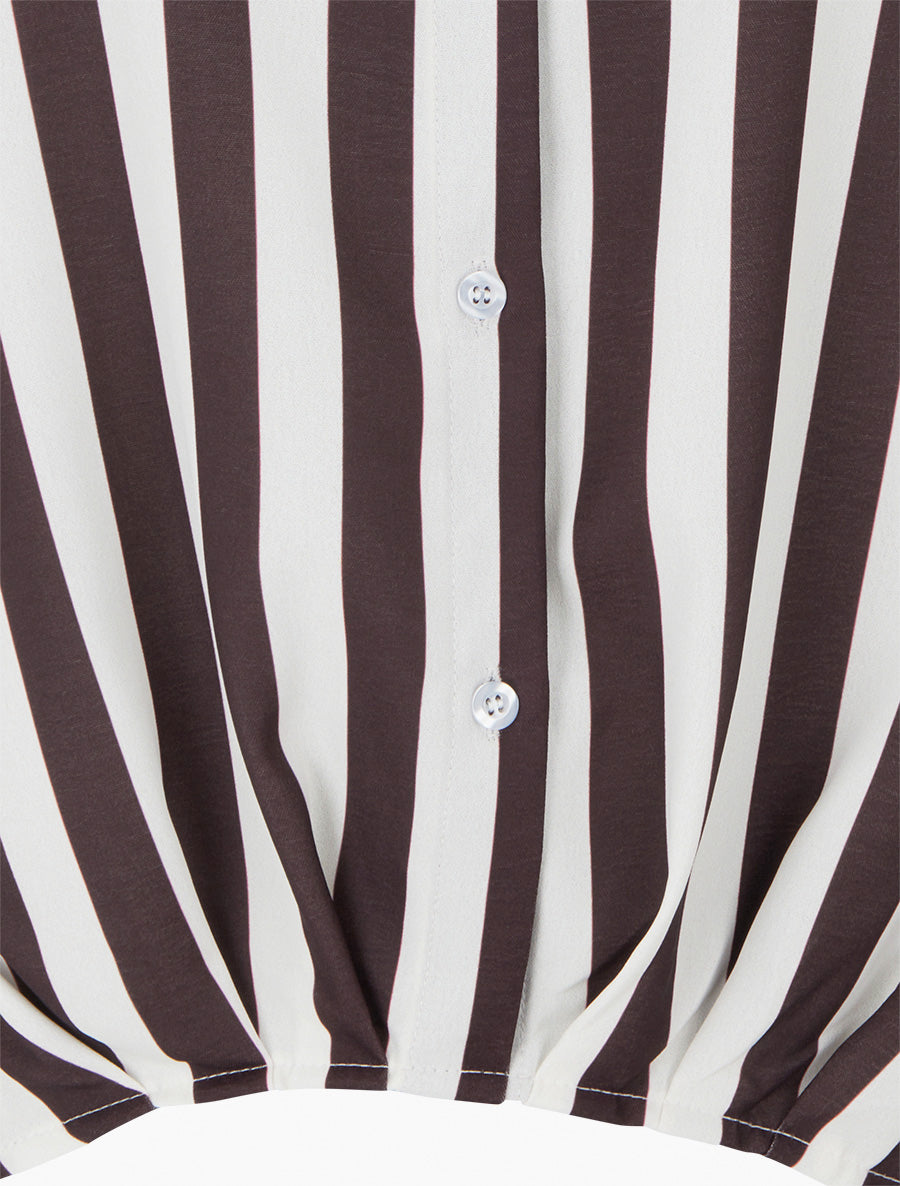 Blouse style chemise à rayures - Marron - 3