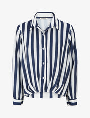 Blouse style chemise à rayures - Marine - 1