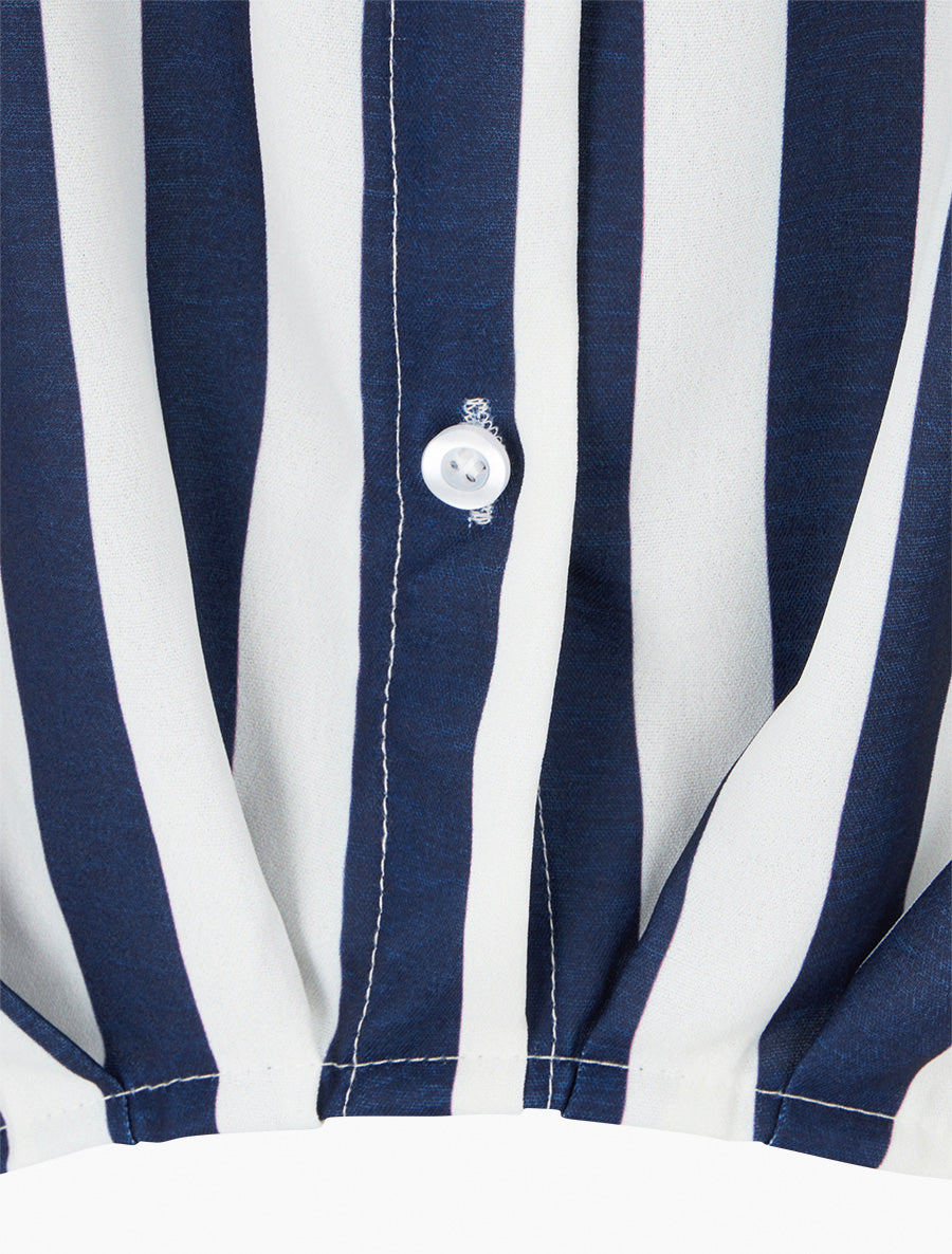 Blouse style chemise à rayures - Marine - 3