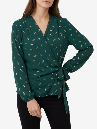Top estilo cartera con plumas irisadas - Verde abeto