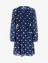 Robe à pois évasée à manches longues - Marine - 1
