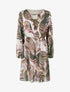 Robe évasée imprimé feuilles stylisées - Kaki - 1