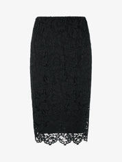 Jupe crayon en dentelle à taille haute - Noir - 1