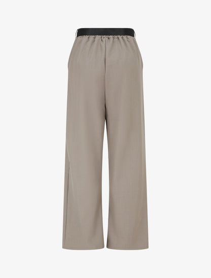 Pantalon ample à taille haute et ceinture style foulard - Taupe - 2