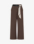 Pantalon ample à taille haute et ceinture style foulard - Marron - 1