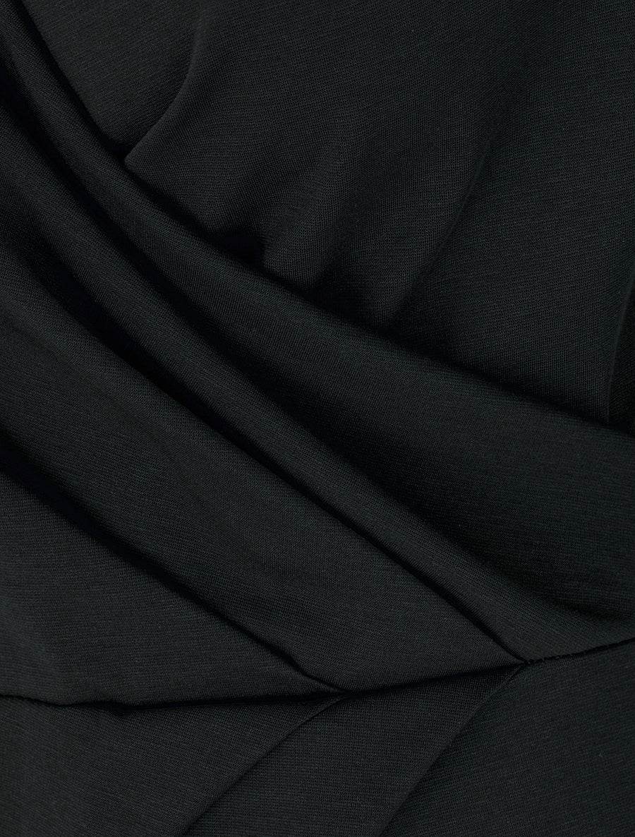 Robe portefeuille ajustée à manches en dentelle - Noir - 3