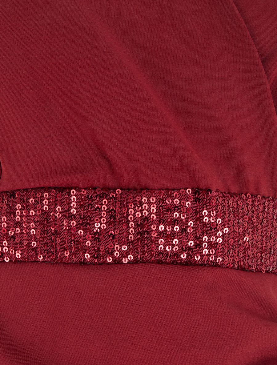 Robe portefeuille sans manches à sequins - Bordeaux - 3