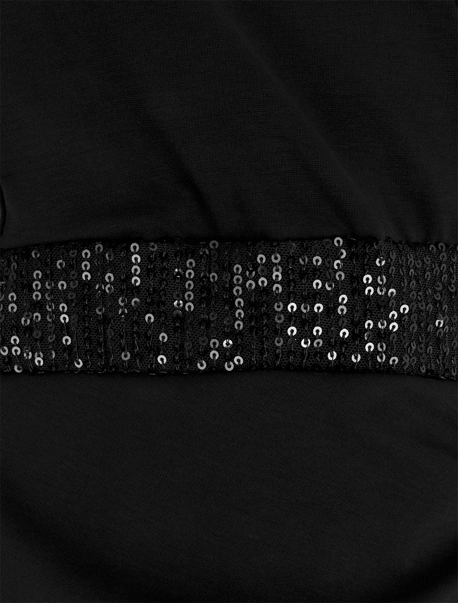 Robe portefeuille sans manches à sequins - Noir - 3