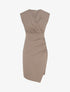 Robe sans manches style portefeuille à effet drapé - Beige - 1
