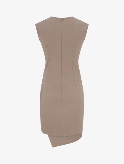 Robe sans manches style portefeuille à effet drapé - Beige - 2