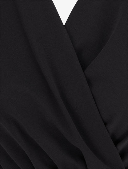 Robe sans manches style portefeuille à effet drapé - Noir - 3