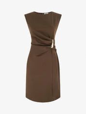 Robe sans manches effet drapé - Marron - 1