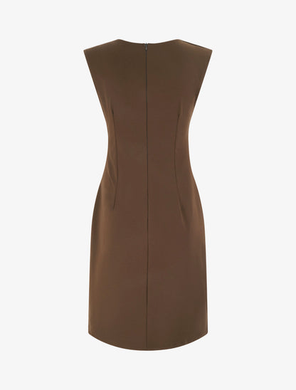 Robe sans manches effet drapé - Marron - 2
