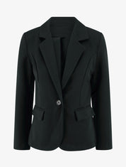 Blazer uni à col cranté - Noir - 1