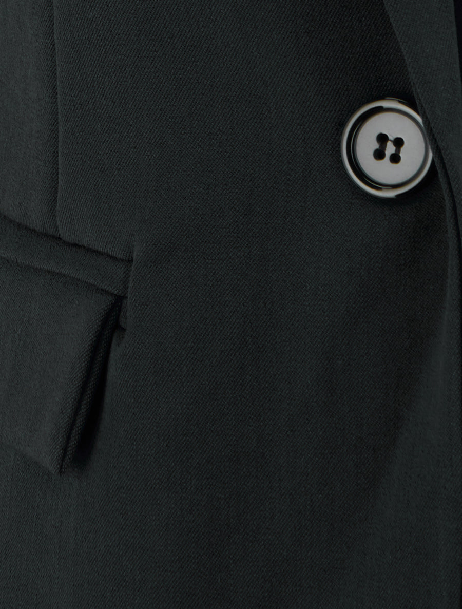 Blazer uni à col cranté - Noir - 3