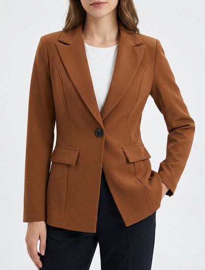 Blazer básico con hombreras - Camello