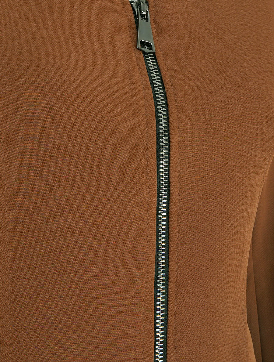 Veste cintrée à épaulettes et zip - Camel - 3