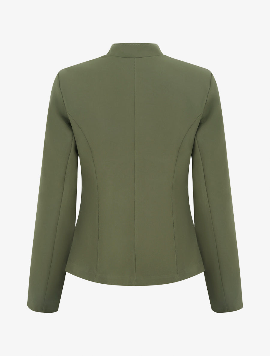 Veste cintrée à épaulettes et zip - Kaki - 2