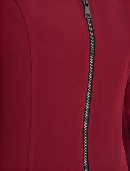 Veste cintrée à épaulettes et zip - Lie de vin - 3