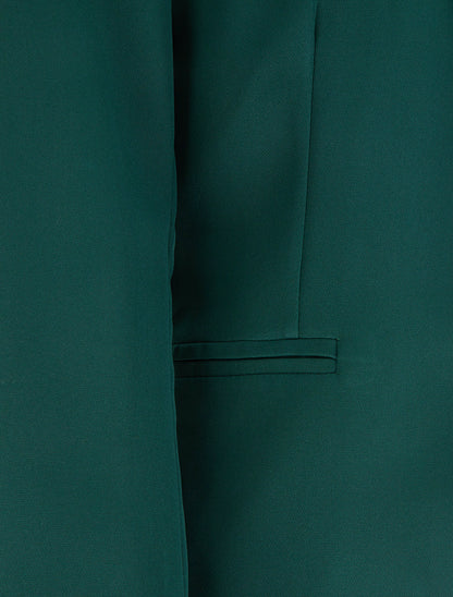 Veste ouverte à col cranté et épaulettes - Vert foncé - 3
